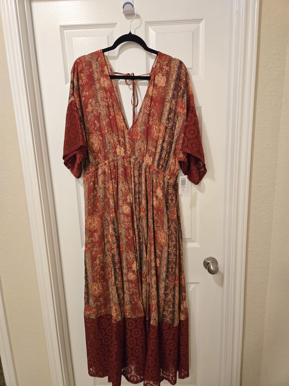 torrid Rust Floral Lace-Trim Maxi Dress